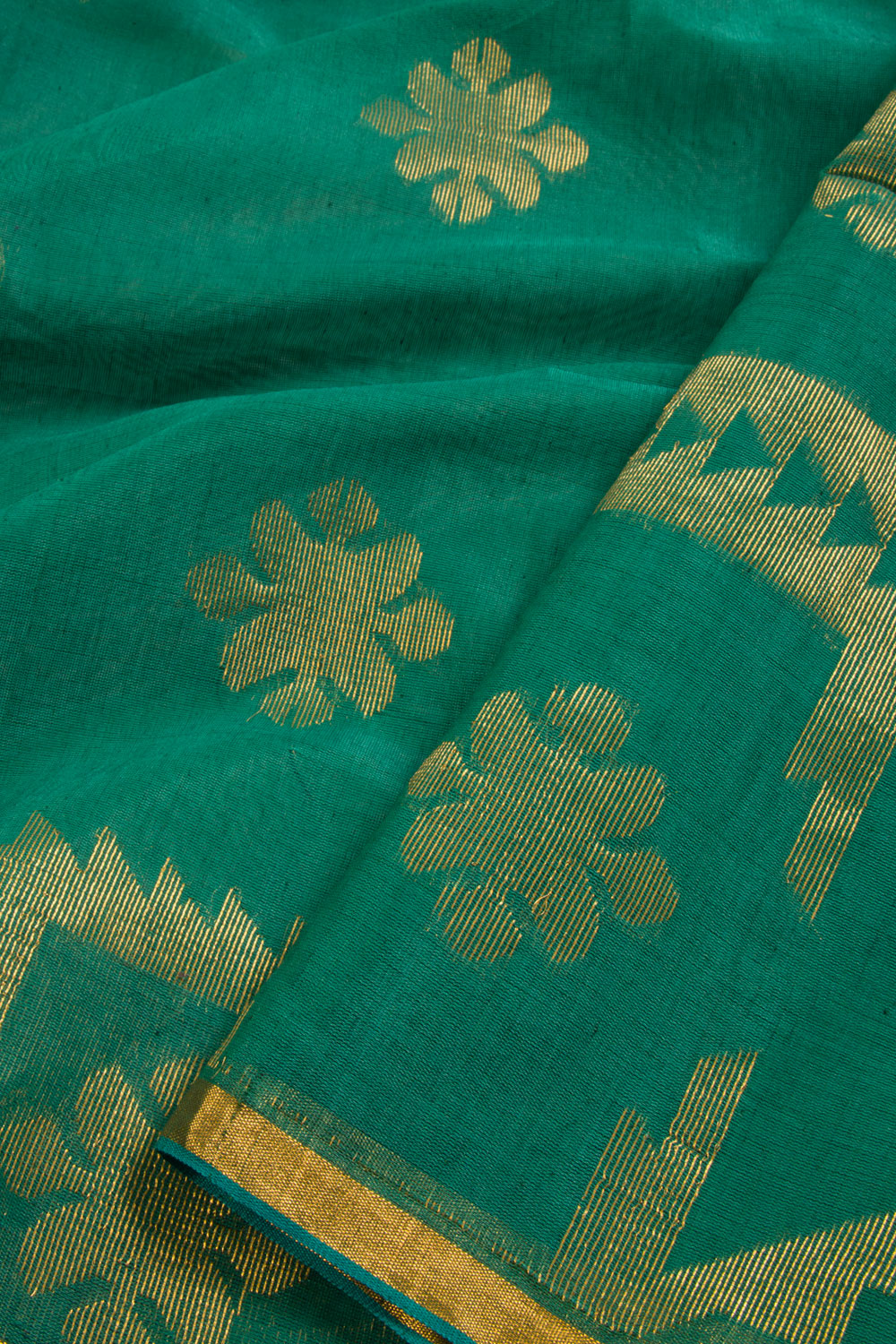 Green Handloom Jamdani Silk Cotton Saree 10065948 - Avishya