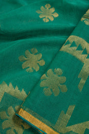 Green Handloom Jamdani Silk Cotton Saree 10065948 - Avishya