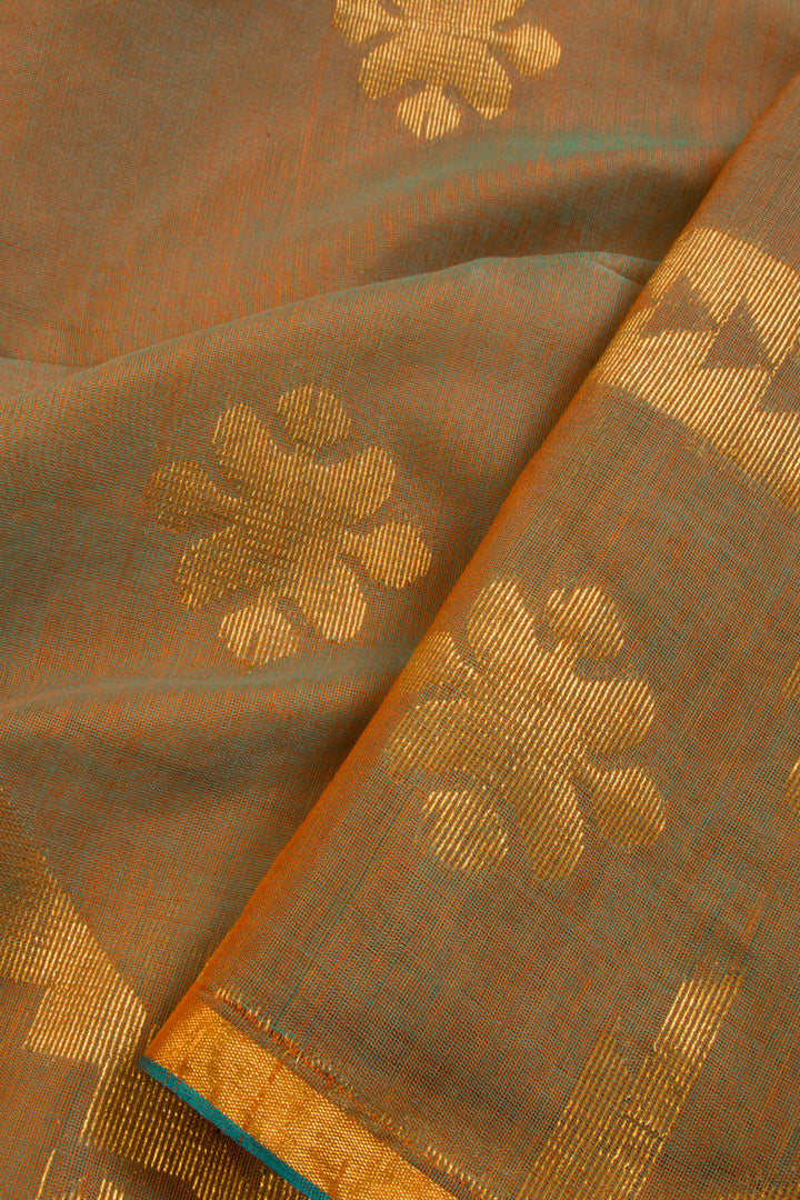 Brown Handloom Jamdani Silk Cotton Saree 10065949 - Avishya