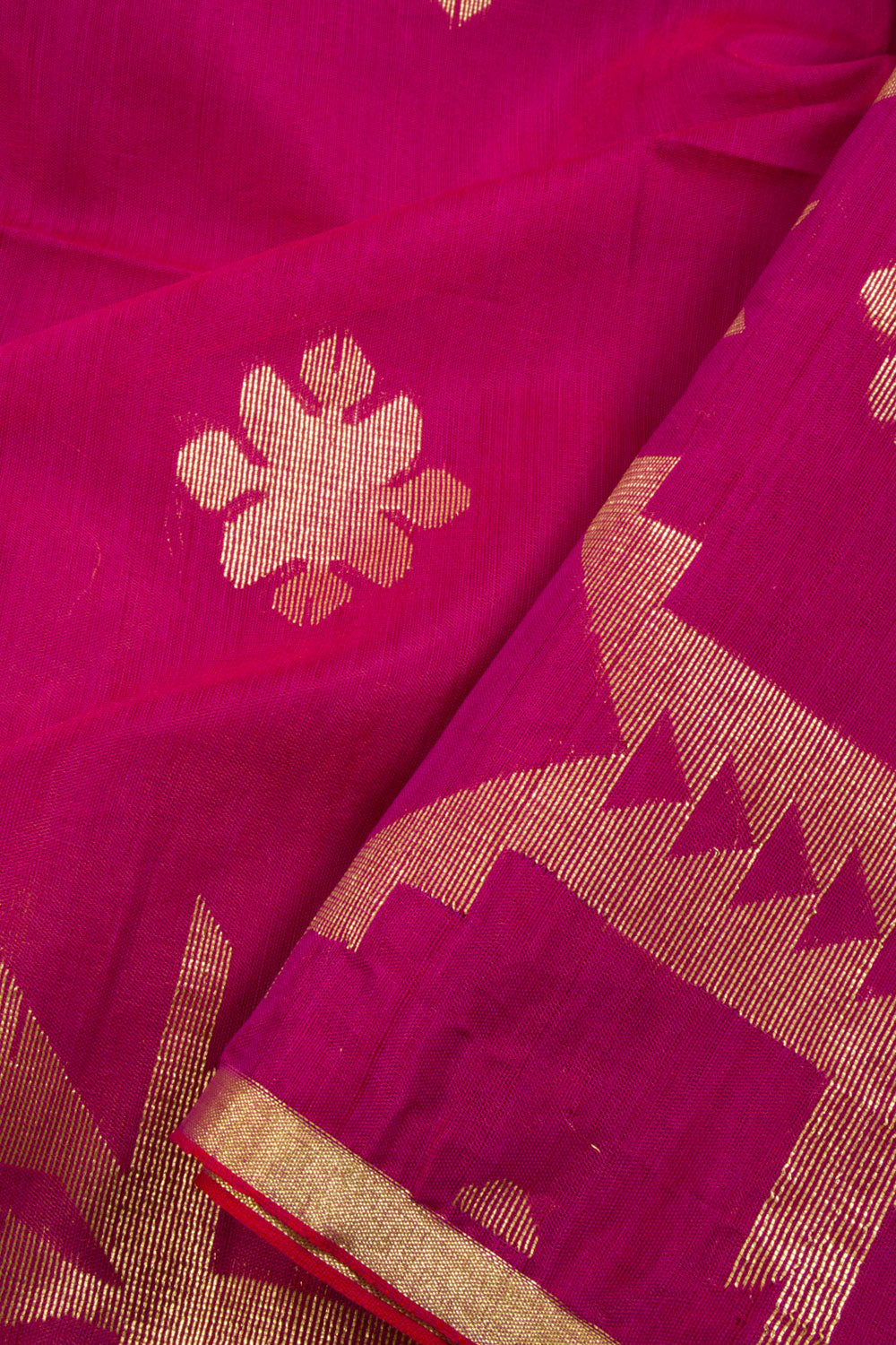 Pink Handloom Jamdani Silk Cotton Saree 10065950 - Avishya