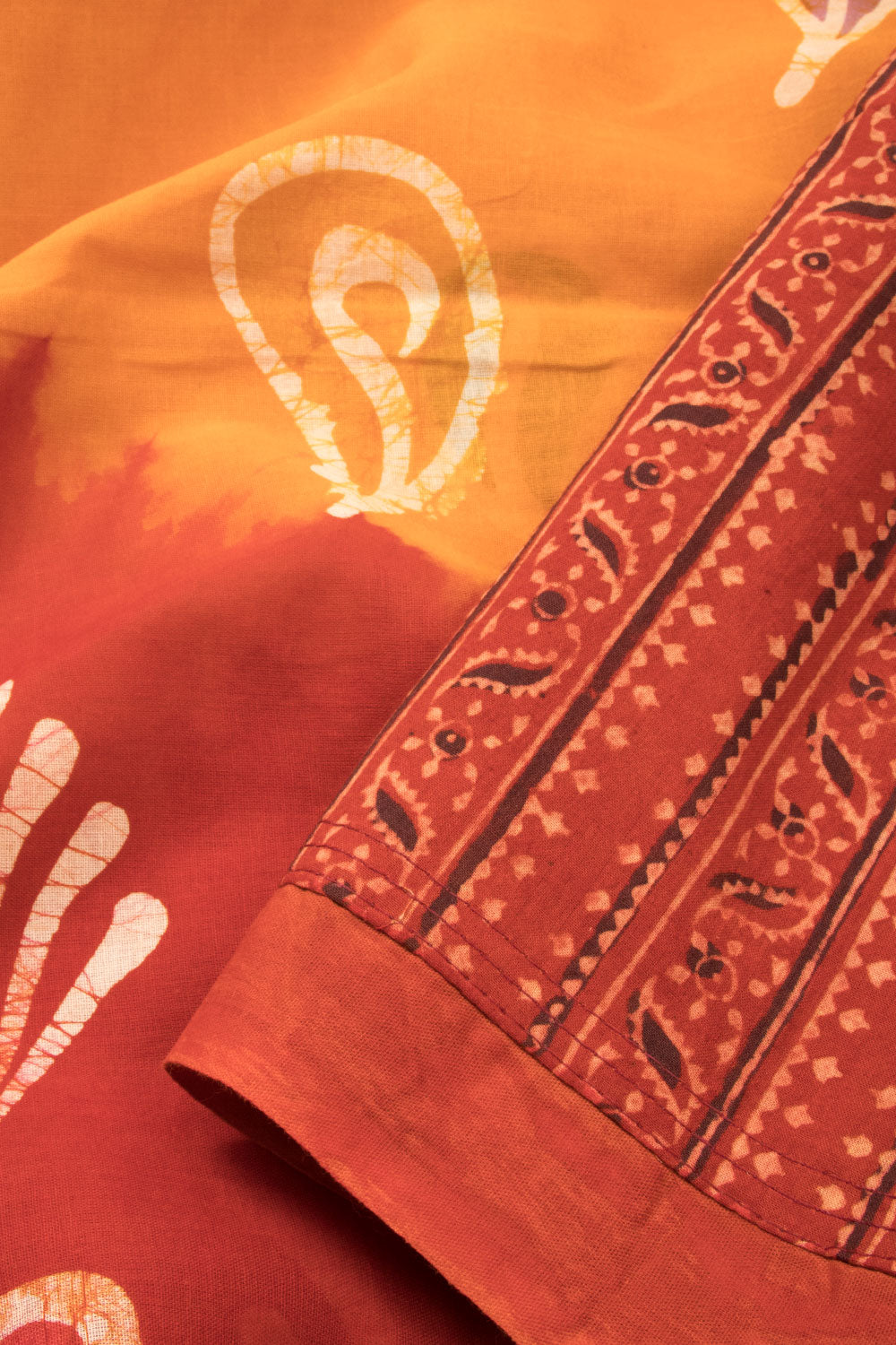 Orange Hand painted Cotton saree - Avishya