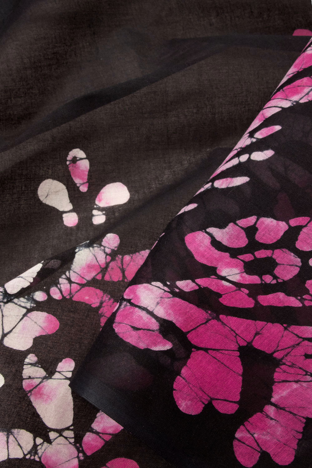 Black Batik Printed Cotton saree - Avishya