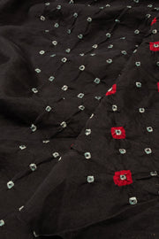 Black Bandhini Mulberry Silk Saree - Avishya