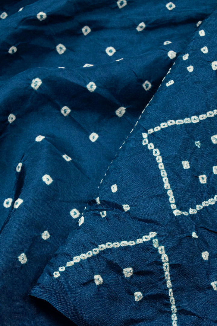 Blue Bandhini Mulberry Silk Saree 10066006