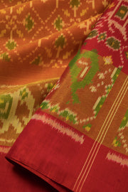 Orange Handloom Patola Ikat Silk Saree 10066019