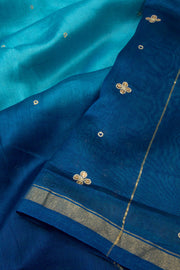 Dual Shade Blue Handwoven Chanderi Saree 10066023