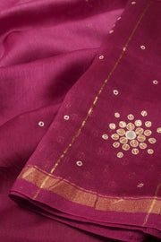 Pink Handwoven Chanderi Saree 10066024
