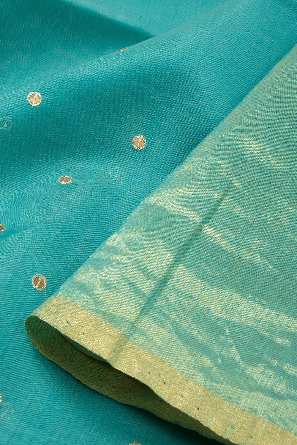 Blue Handwoven Chanderi Silk Cotton Saree 10066029