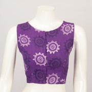 Purple Hand Block Printed Cotton Blouse 10066047
