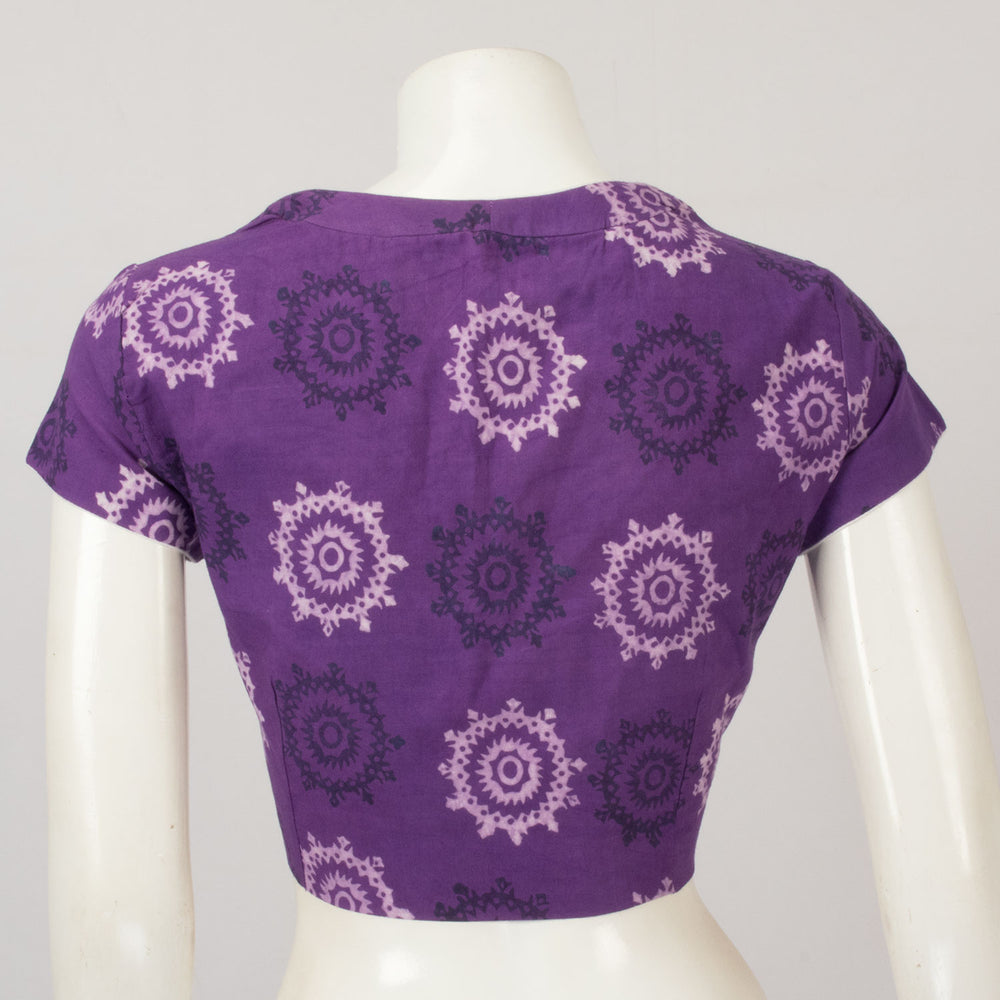 Violet Hand Block Printed Cotton Blouse - Avishya