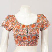 Grey Handcrafted Printed Mashru Blouse - Avishya