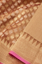 French Rose Banarasi Pure Tissue Silk Saree - Avishya