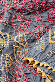 Grey Handcrafted Bandhani Gajji Silk Saree- Avishya