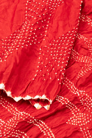 Red Handcrafted Bandhani Gajji Silk Saree - Avishya