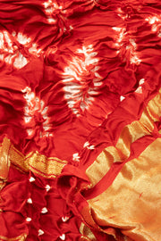 Red Handcrafted Gharchola Bandhani Modal Silk Saree 10075726