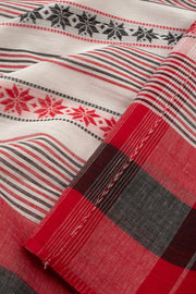 White Handloom Dhaniakhali Cotton Saree - Avishya
