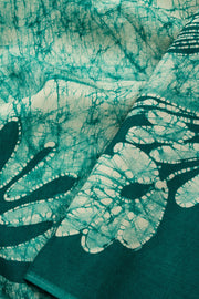 Green Batik Printed Muslin Silk saree - Avishya