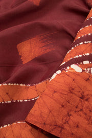 Maroon Batik Printed Muslin Silk saree - Avishya