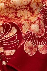 Cream with Maroon Batik Printed Muslin Silk saree -Avishya
