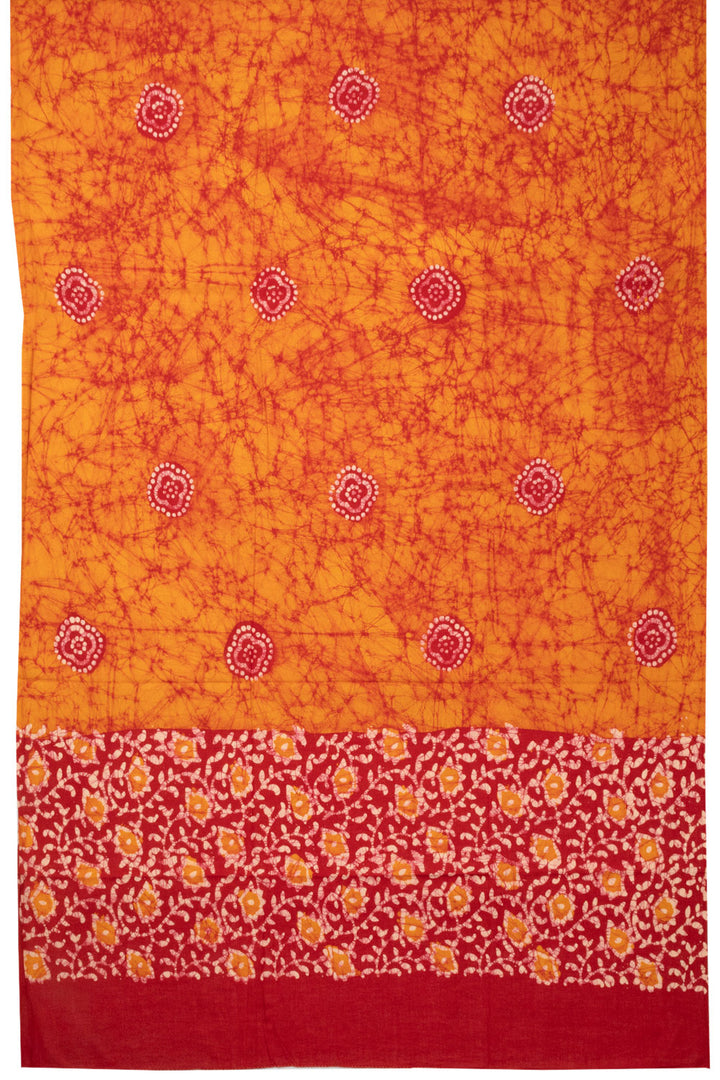 Orange Batik  Cotton 3-Piece Salwar Suit Material - Avishya