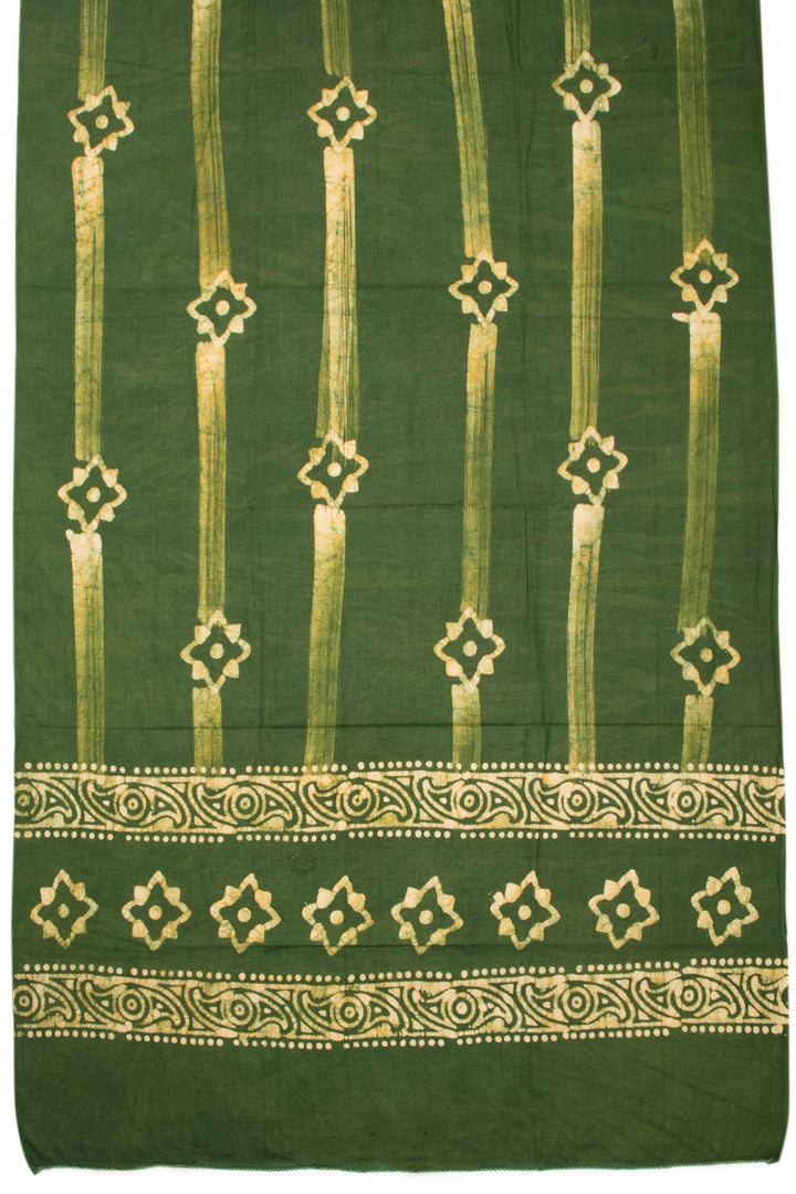 Beige Batik Cotton 3-Piece Salwar Suit Material -Avishya