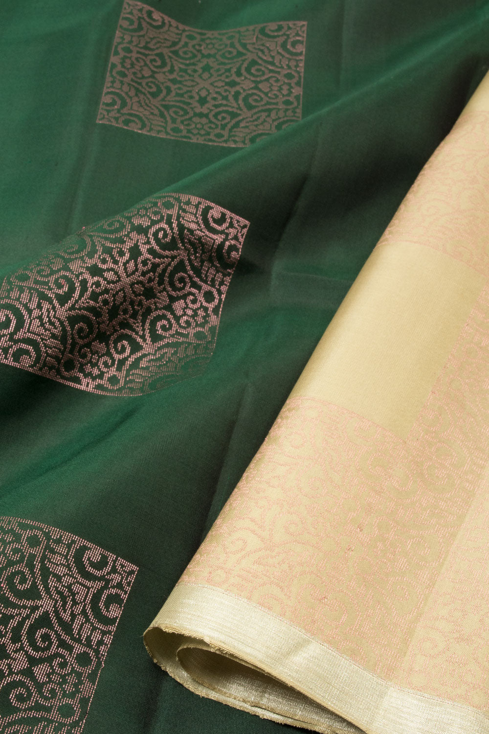 Bottle Green Handloom Kanjivaram Soft Silk Saree - Avishya