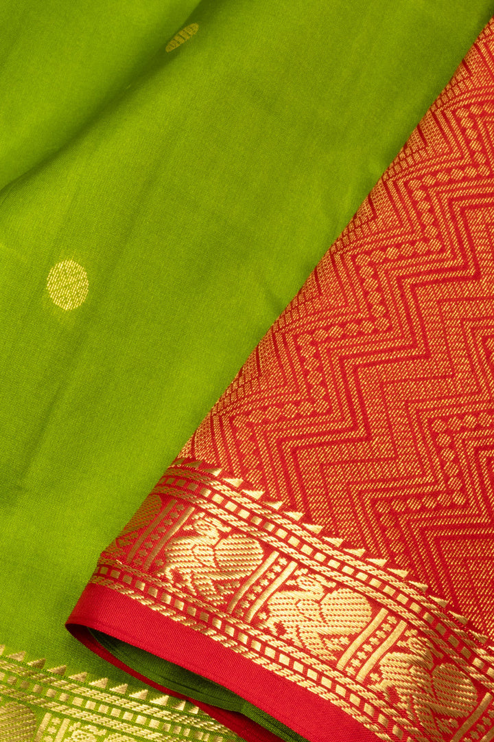 Lawn Green Handloom Kanjivaram Soft Silk Saree - Avishya