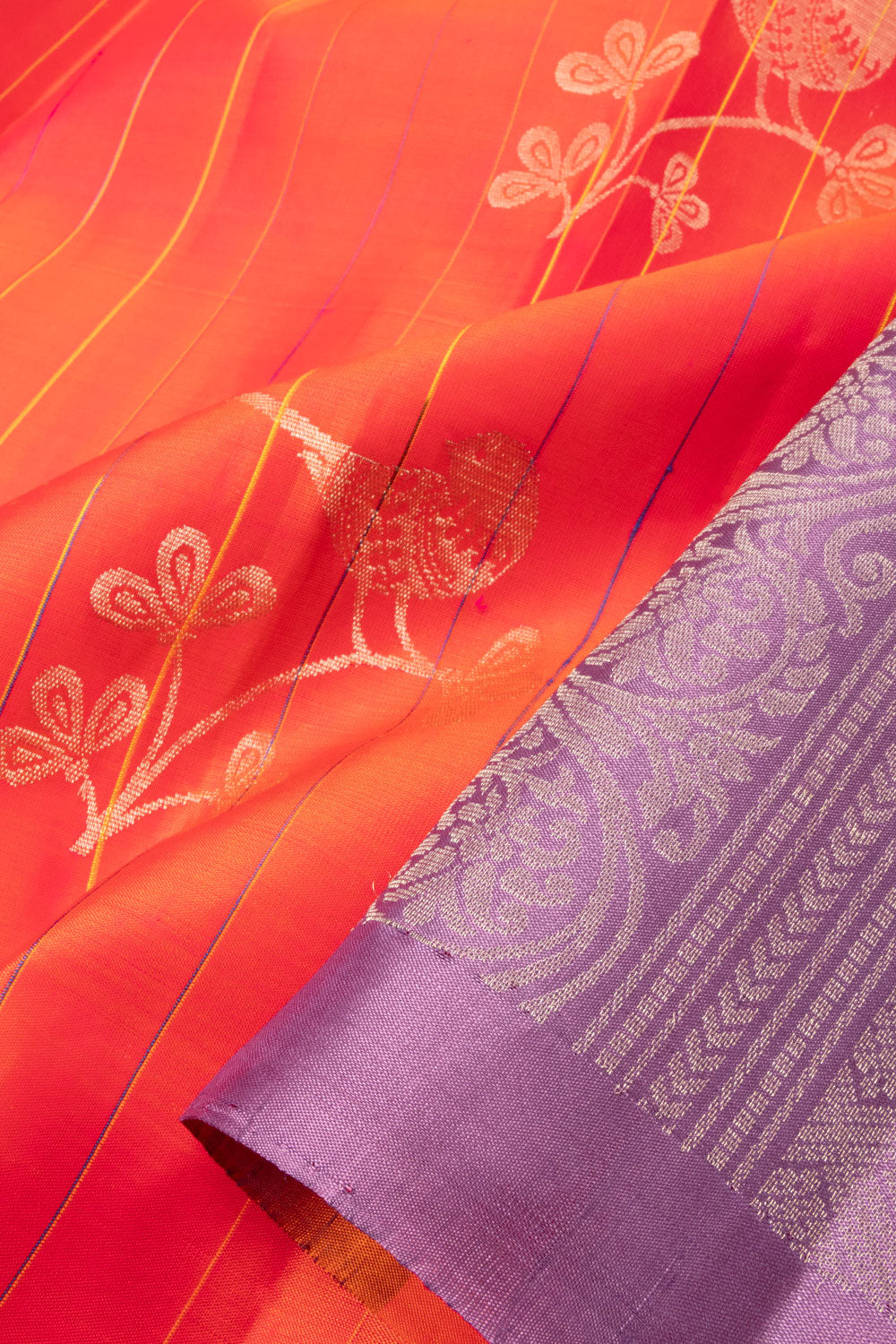 Orange Handloom Kanjivaram Soft Silk Saree -Avishya