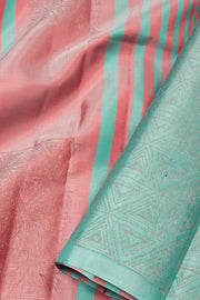 Pink and Blue Handloom Kanjivaram Soft Silk Saree - Avishya