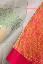 Grey Handloom Kanjivaram Soft Silk Saree  - Avishya