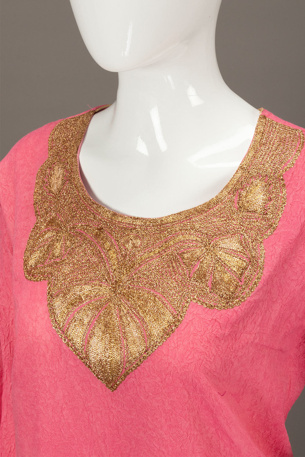 Pink Hand Embroidered Tussar Cotton Printed Kurta - Avishya