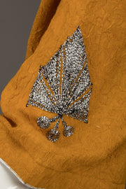 Mustard Yellow Hand Embroidered Tussar Cotton Printed Kurta - Avishya