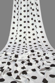 White Digital Printed Charmeuse Silk Saree - Avishya