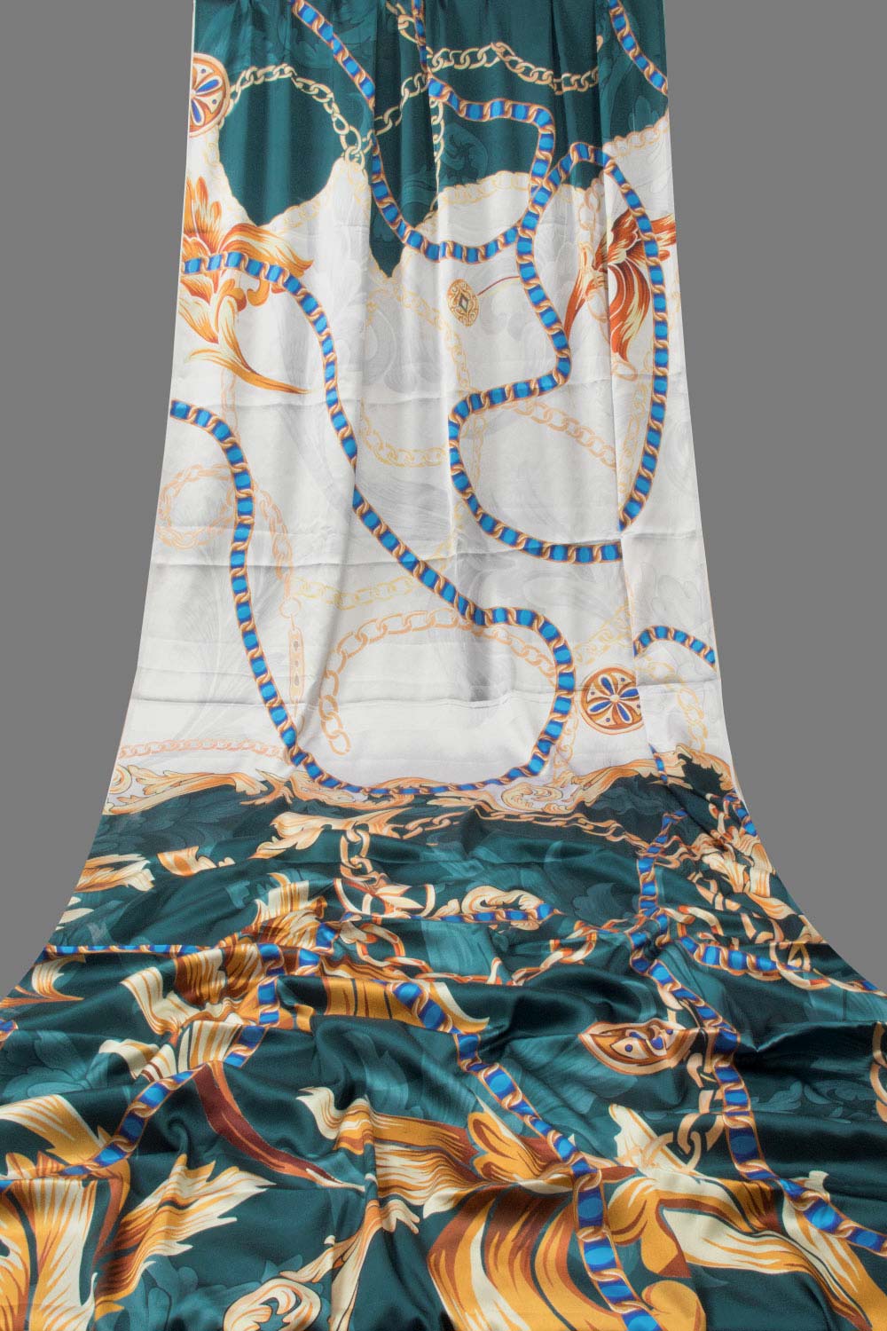 Blue Digital Printed Charmeuse Silk Saree - Avishya