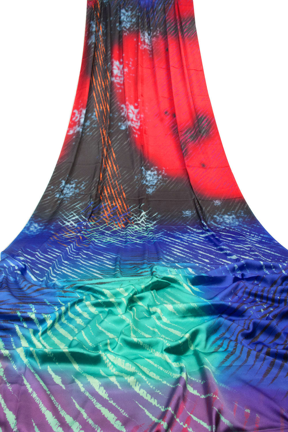 Multicolor Digital Printed Charmeuse Silk Saree - Avishya