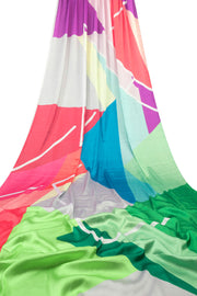 Multicolor Digital Printed Charmeuse Silk Saree - Avishya