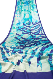 Blue Digital Printed Charmeuse Silk Saree - Avishya