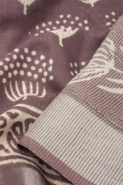 Brown Printed Linen Saree - Avishya
