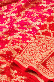 Red Handcrafted Banarasi Bandhani Georgette Saree - Avishya