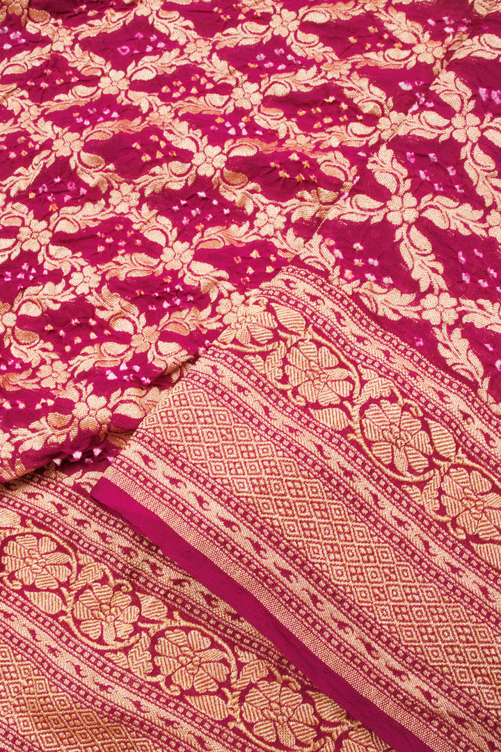 Violet Handcrafted Banarasi Bandhani Georgette Saree - Avishya