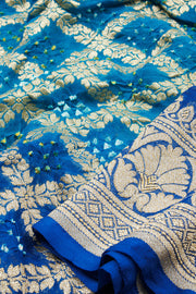 Blue Handcrafted Banarasi Bandhani Georgette Saree - Avishya