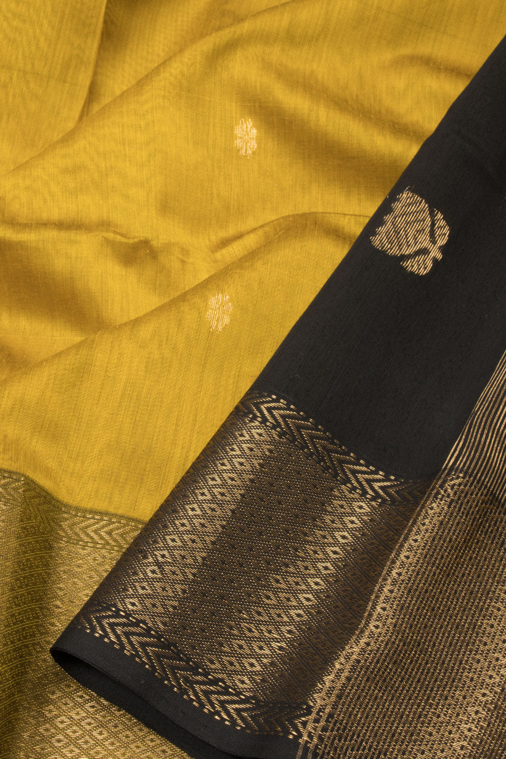 Yellow Handloom Maheshwari Silk Cotton Saree - Avishya