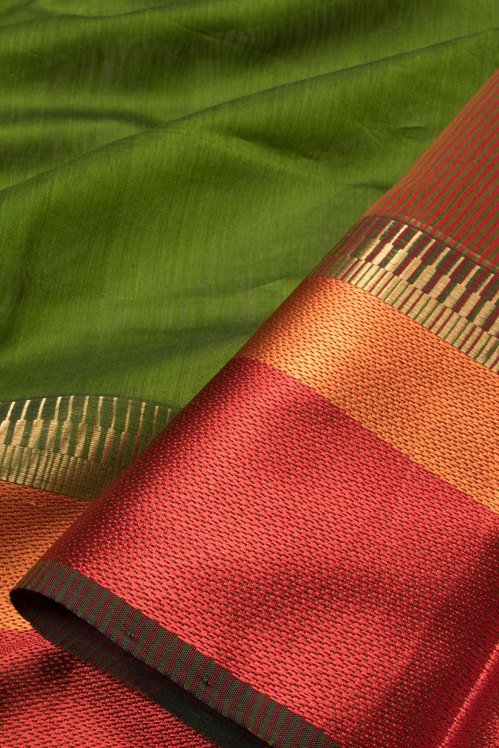 Green Handloom Maheshwari Silk Cotton Saree - Avishya