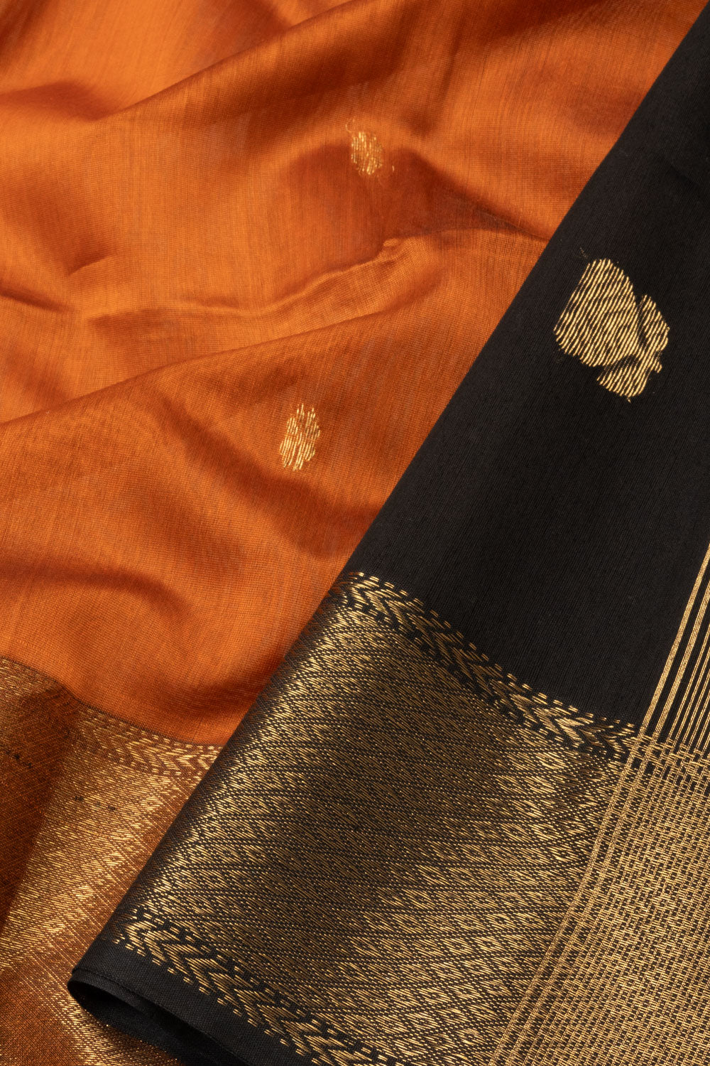 Orange Handloom Maheshwari Silk Cotton Saree - Avishya