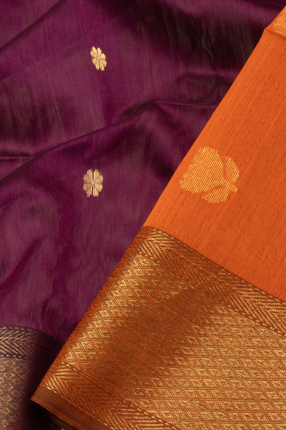 Burgundy Handloom Maheswari Silk Cotton Saree- Avishya