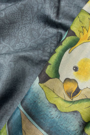 Grey Hand painted Tussar silk saree - Avishya