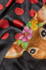 Black Hand painted Tussar silk saree - Avishya  