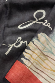 Black Hand painted Tussar silk saree - Avishya