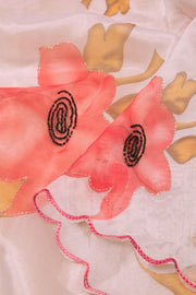 White Khatli Work Organza Saree - Avishya