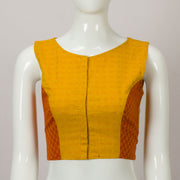 Yellow Handwoven Sleeveless Patchwork Cotton Blouse - Avishya